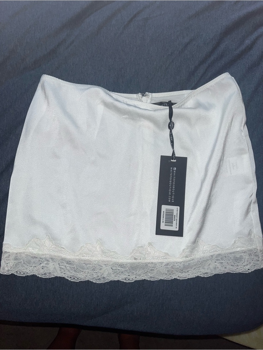 White Fox Boutique White Lace-Trim Slip Skirt
